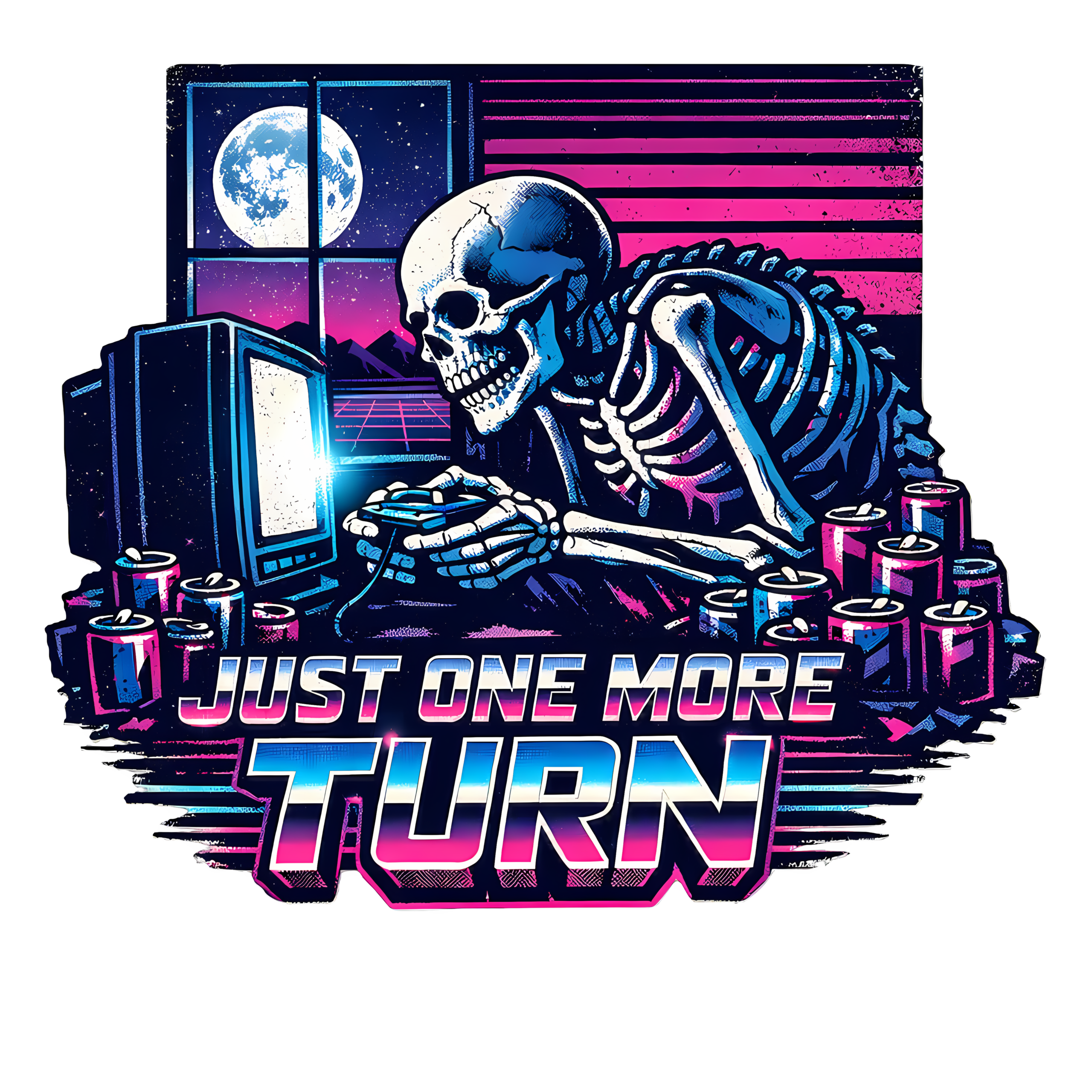 Funny Gamer T-Shirt | Just One More Turn Retro Synthwave Gaming Tee