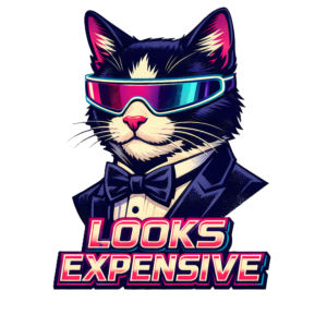 Looks Expensive neon vaporwave cat design