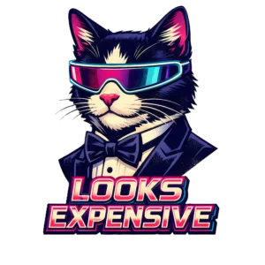 Looks Expensive neon vaporwave cat design