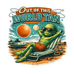 Funny Alien T-Shirt | Out of This World Tan Retro Sci-Fi Summer Tee