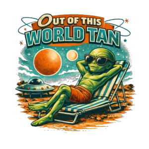 Funny Alien T-Shirt | Out of This World Tan Retro Sci-Fi Summer Tee