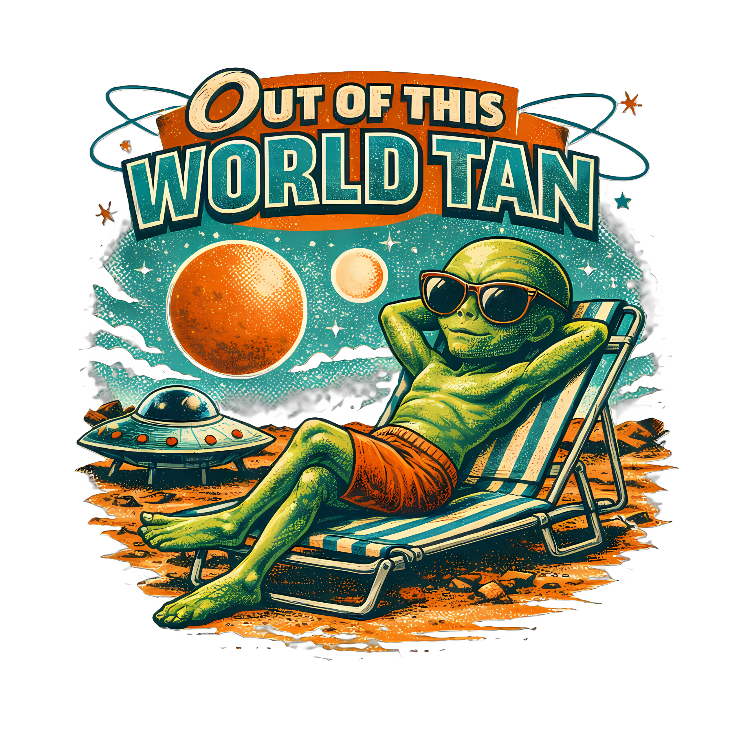 Funny Alien T-Shirt | Out of This World Tan Retro Sci-Fi Summer Tee