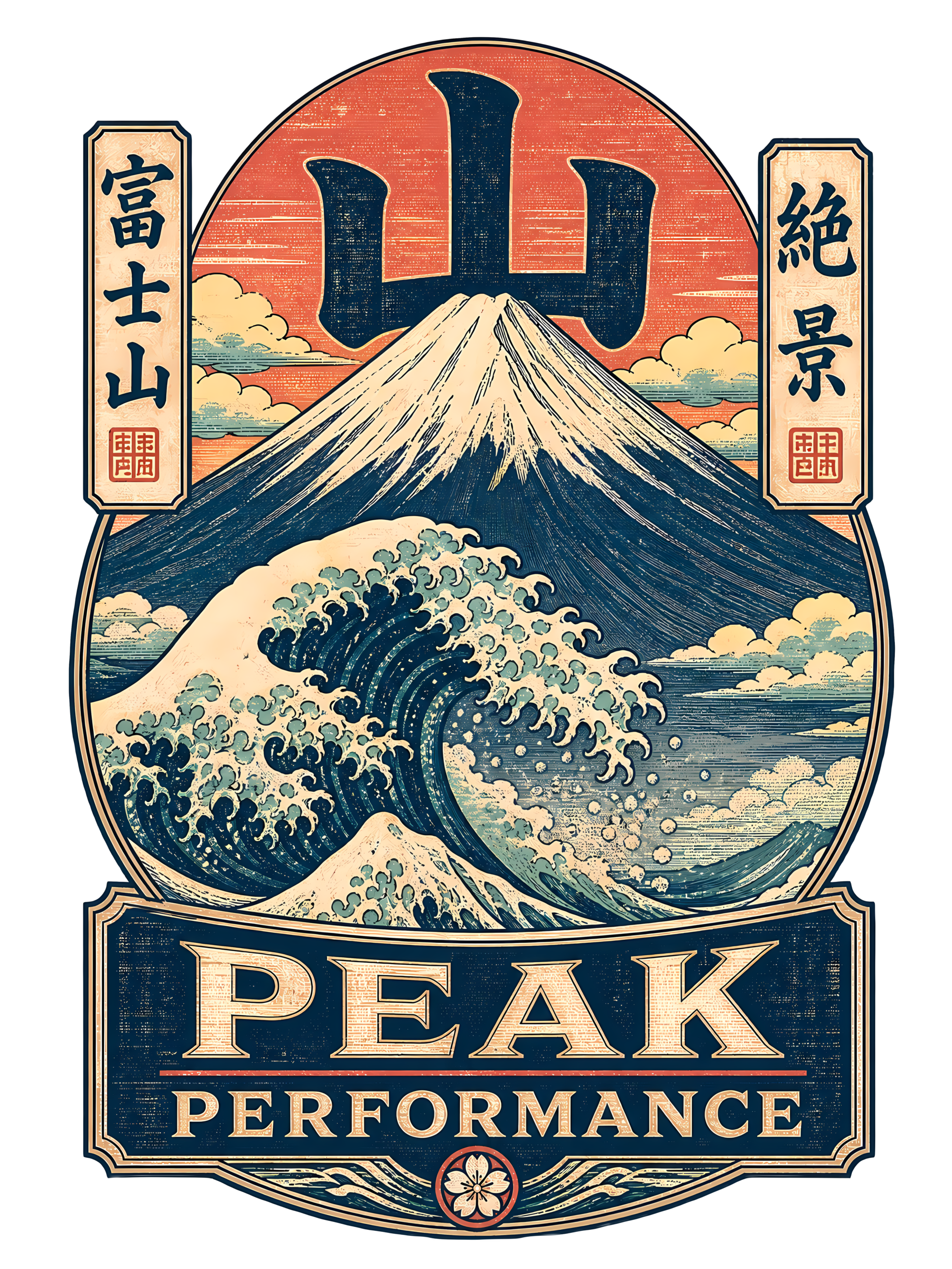 Retro Mount Fuji T-Shirt | Peak Performance Ukiyo-e Woodblock Tee