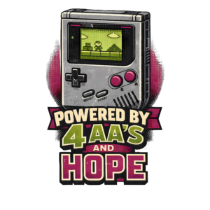 Retro Handheld Console T-Shirt | Powered by 4 AAs and Hope 80s Tee