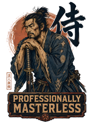 Funny Samurai T-Shirt | Professionally Masterless Ukiyo-e Ronin Tee