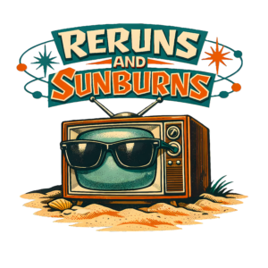 Retro TV T-Shirt | Reruns and Sunburns Funny Vintage Summer Tee