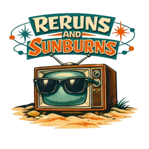 Retro TV T-Shirt | Reruns and Sunburns Funny Vintage Summer Tee
