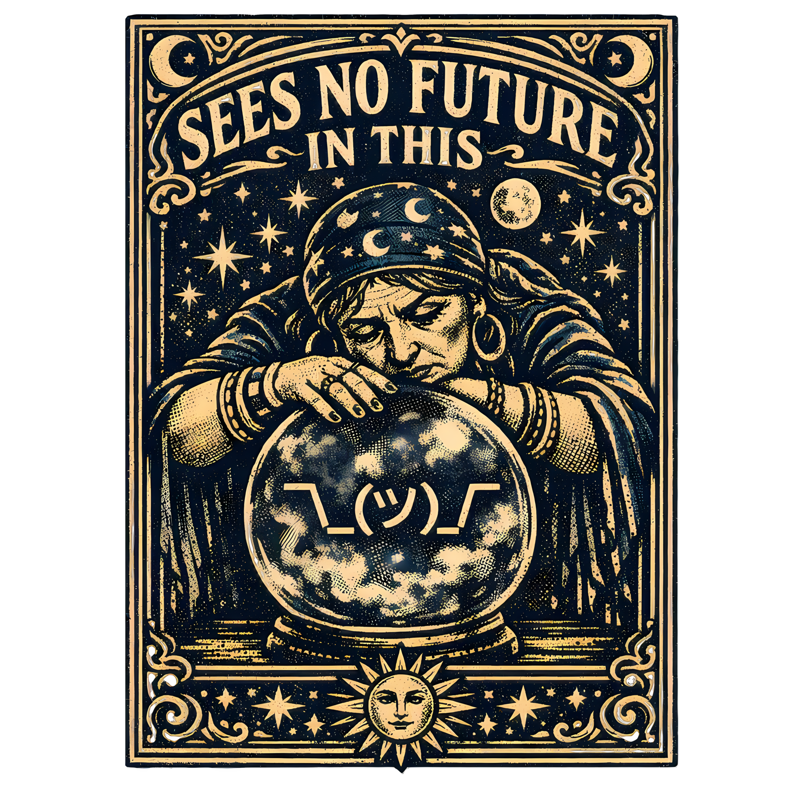 Funny Fortune Teller T-Shirt | Sees No Future in This Tarot Tee