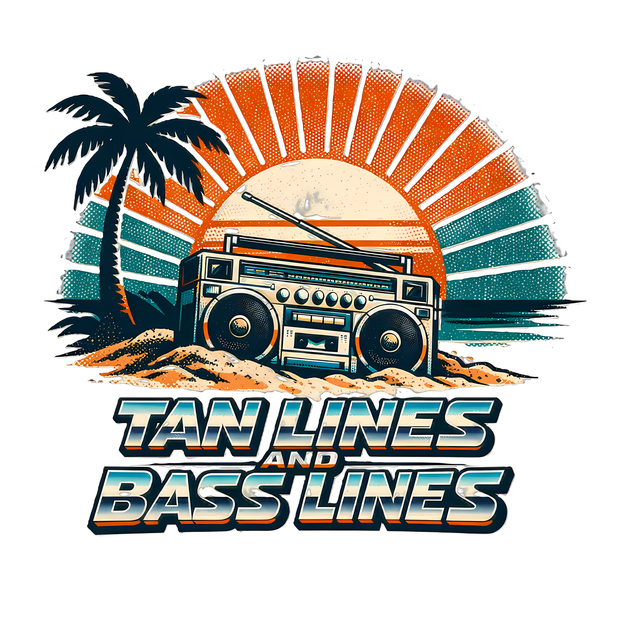 Funny Boombox T-Shirt | Tan Lines and Bass Lines Retro Summer Tee