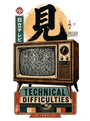 Retro TV T-Shirt | Technical Difficulties Japanese Kanji Streetwear Tee
