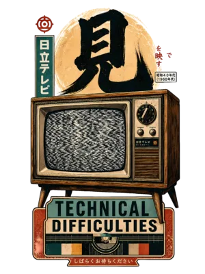 Retro TV T-Shirt | Technical Difficulties Japanese Kanji Streetwear Tee