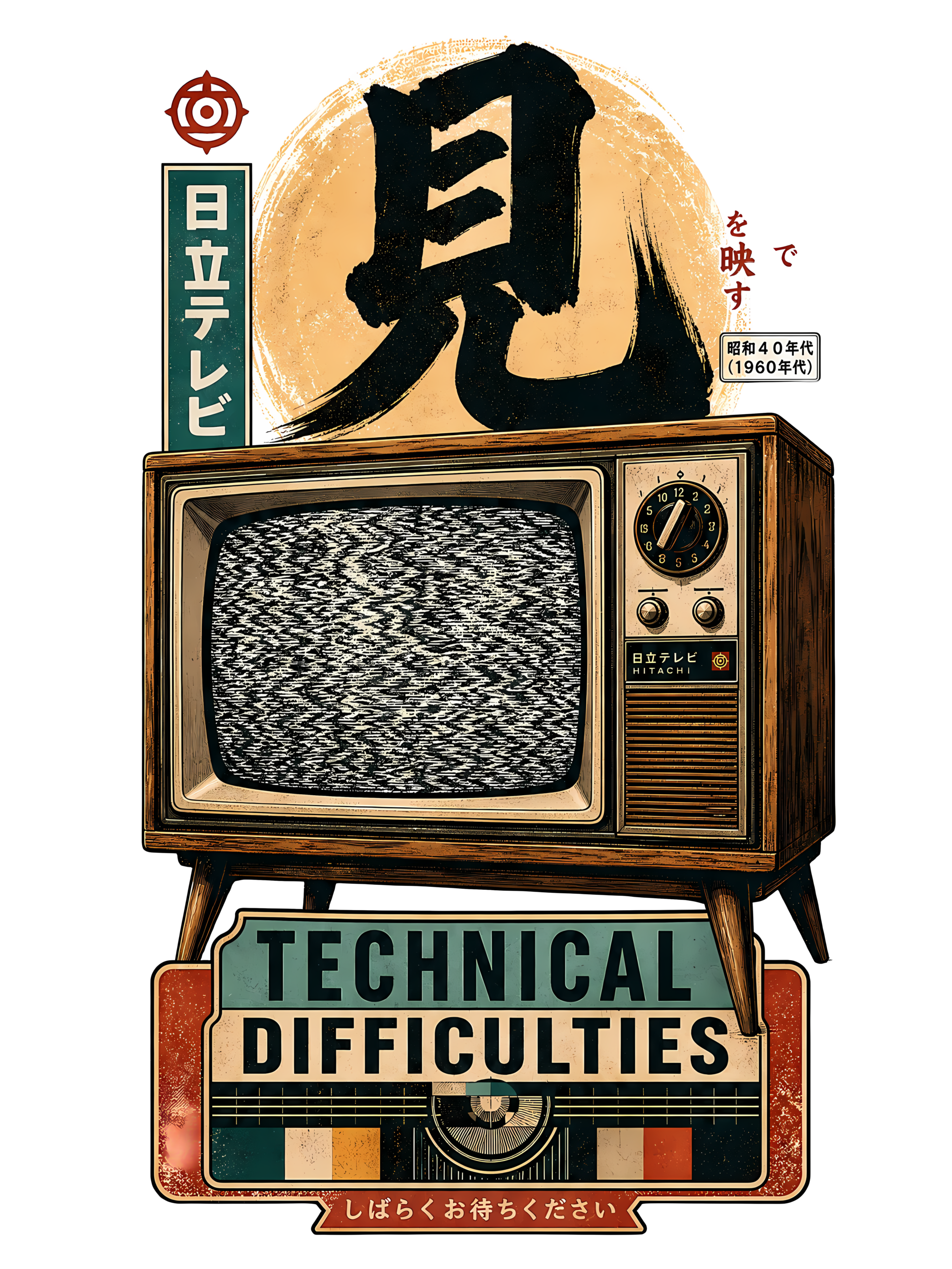 Retro TV T-Shirt | Technical Difficulties Japanese Kanji Streetwear Tee