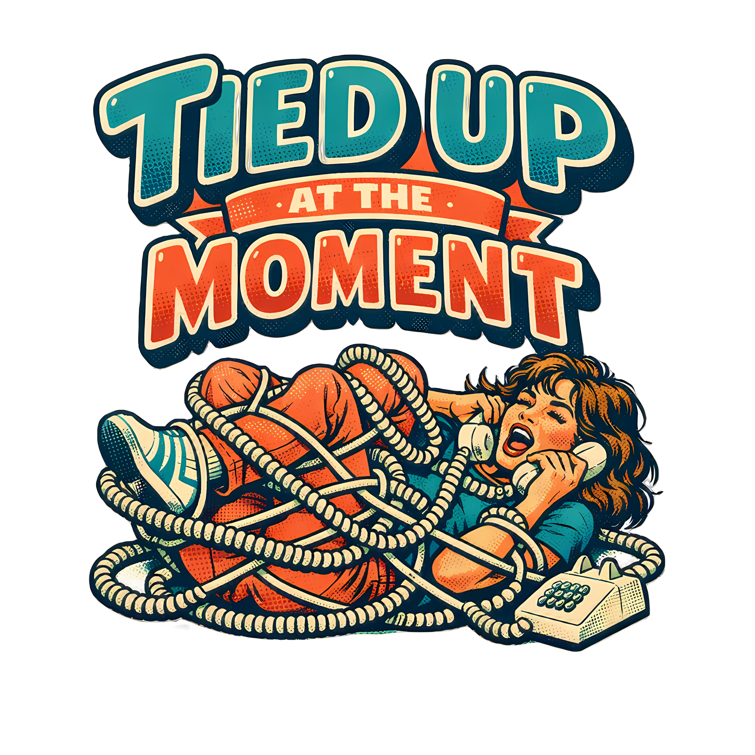 Funny Landline Phone T-Shirt | Tied Up at the Moment Retro 80s Tee