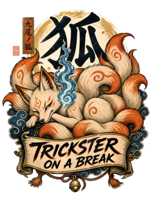 Retro Kitsune Fox T-Shirt | Trickster On a Break Japanese Kanji Tee