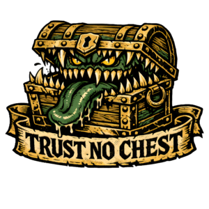 Funny Mimic T-Shirt | Trust No Chest Retro Dark Fantasy Tattoo Tee