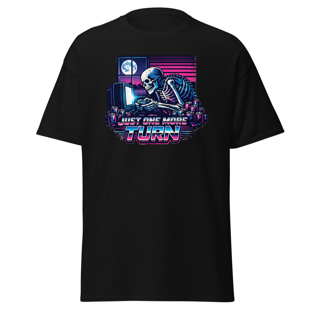 Funny Gamer T-Shirt | Just One More Turn Retro Synthwave Gaming Tee - Image 3