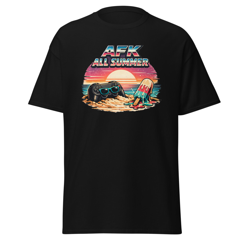 Funny Gamer T-Shirt | AFK All Summer Retro Synthwave Gaming Tee - Image 3