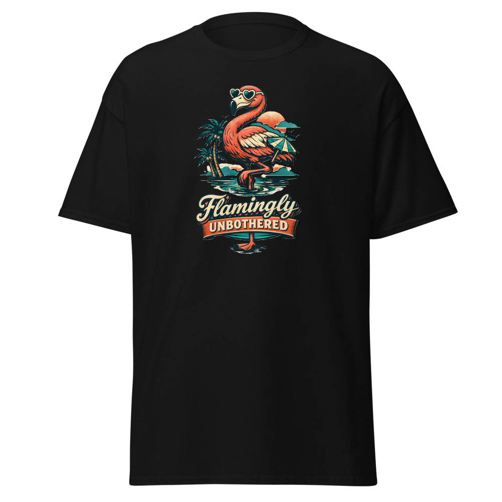 Funny Flamingo T-Shirt | Flamingly Unbothered Retro Summer Tee - Image 3