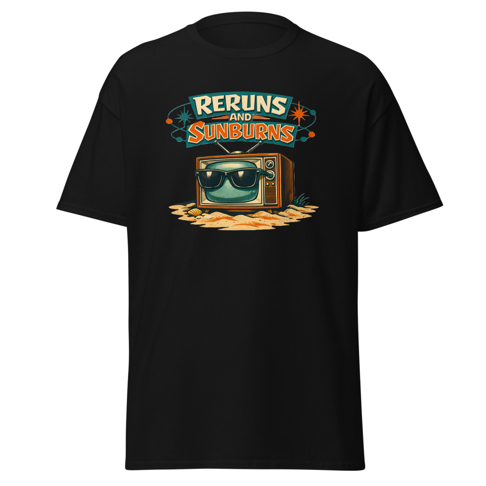 Retro TV T-Shirt | Reruns and Sunburns Funny Vintage Summer Tee - Image 3