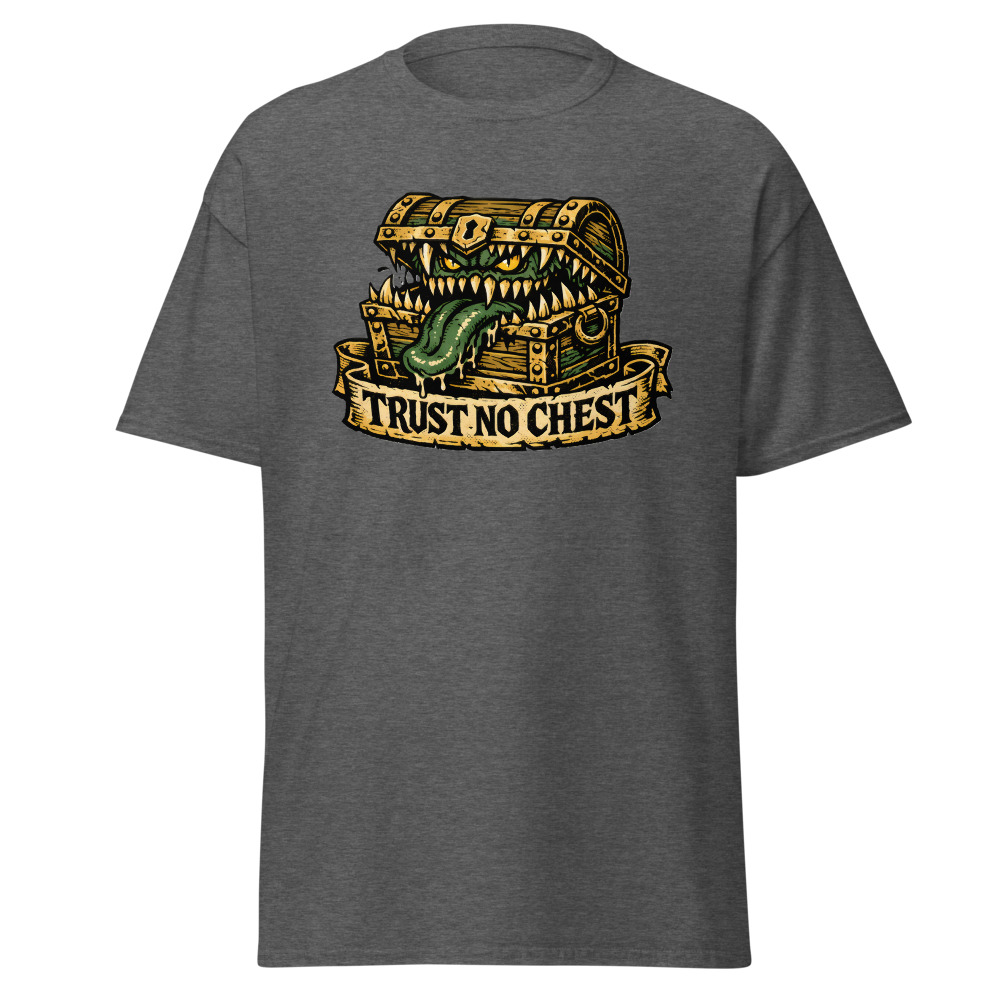 Funny Mimic T-Shirt | Trust No Chest Retro Dark Fantasy Tattoo Tee - Image 4