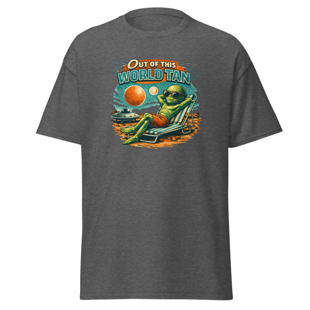 Funny Alien T-Shirt | Out of This World Tan Retro Sci-Fi Summer Tee - Image 4
