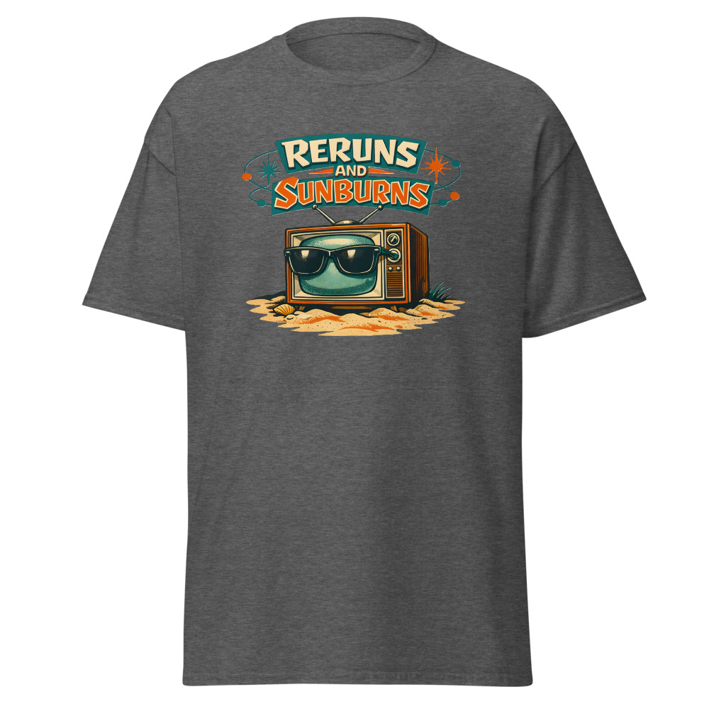Retro TV T-Shirt | Reruns and Sunburns Funny Vintage Summer Tee - Image 4