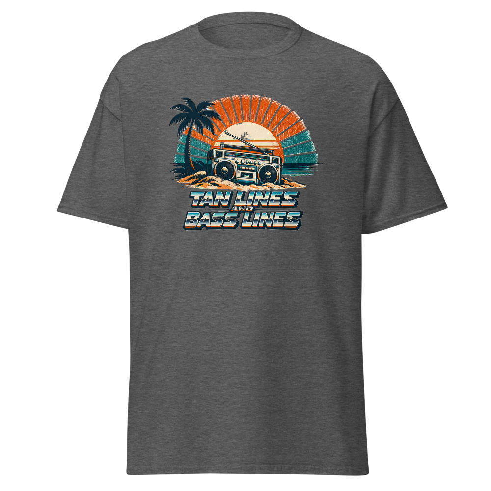 Funny Boombox T-Shirt | Tan Lines and Bass Lines Retro Summer Tee - Image 4