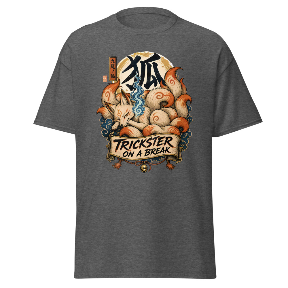 Retro Kitsune Fox T-Shirt | Trickster On a Break Japanese Kanji Tee - Image 4