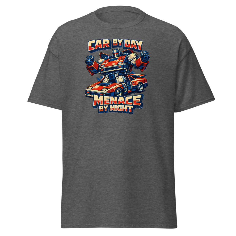 Retro Robot Toy T-Shirt | Car by Day Menace by Night 80s Sci-Fi Tee - Image 4