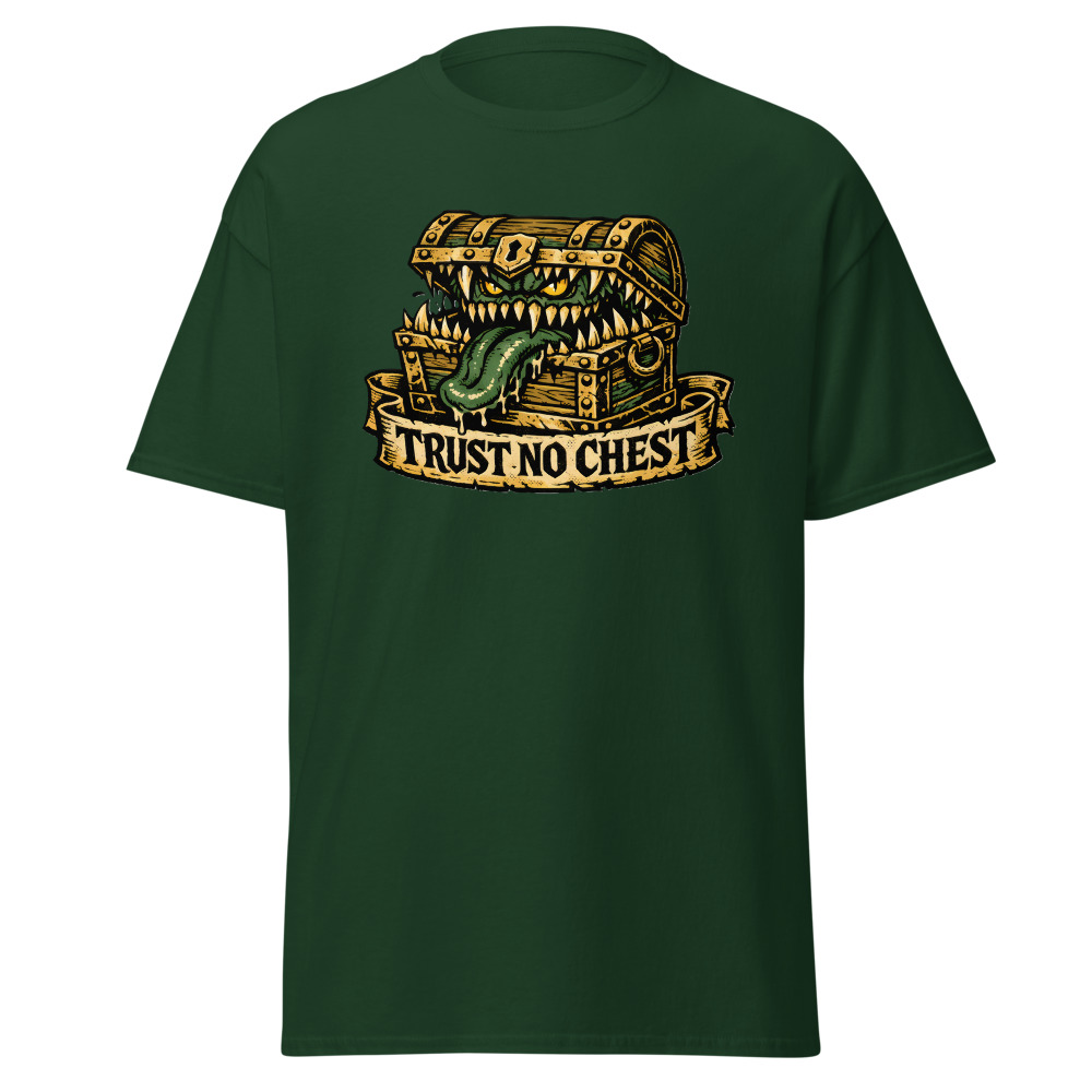Funny Mimic T-Shirt | Trust No Chest Retro Dark Fantasy Tattoo Tee - Image 5