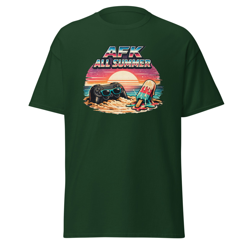 Funny Gamer T-Shirt | AFK All Summer Retro Synthwave Gaming Tee - Image 5