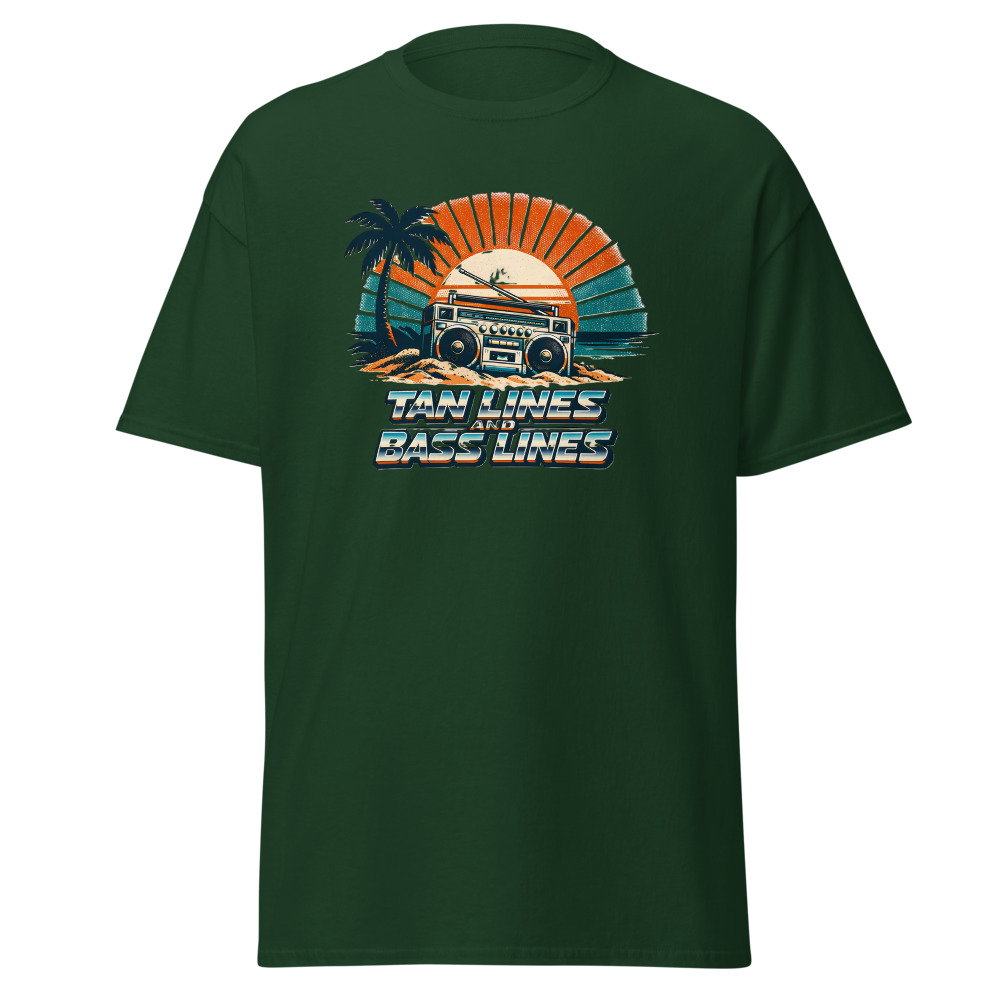Funny Boombox T-Shirt | Tan Lines and Bass Lines Retro Summer Tee - Image 5