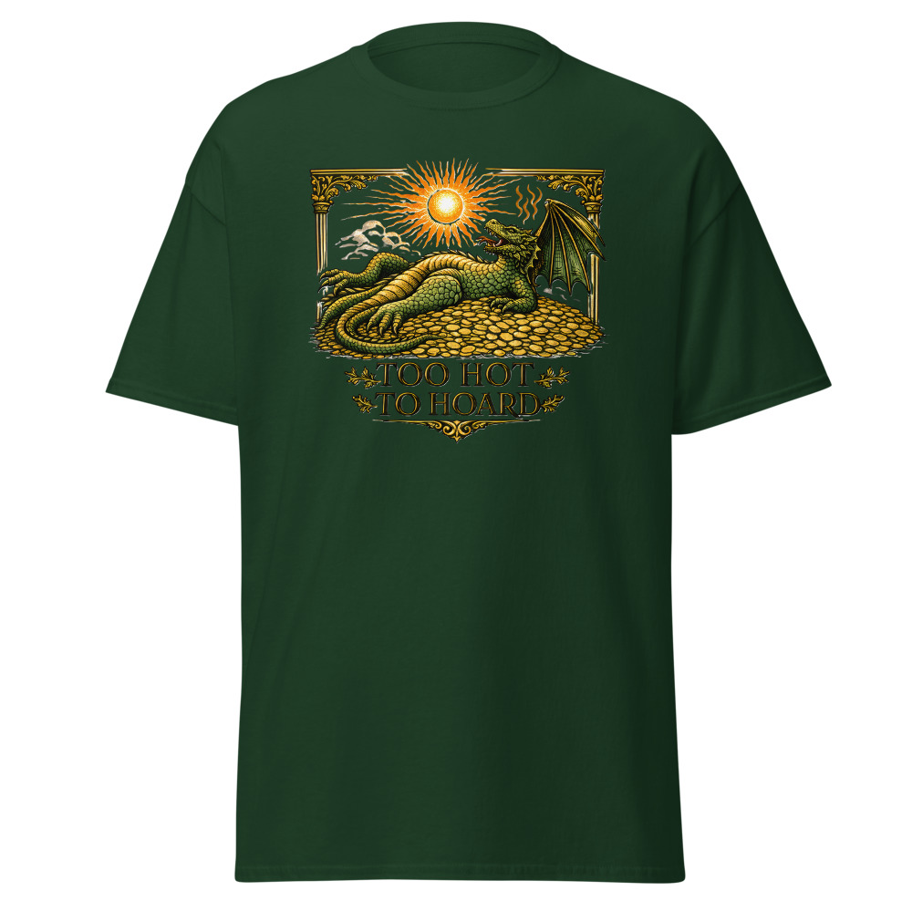 Funny Dragon T-Shirt | Too Hot to Hoard Retro Fantasy Summer Tee - Image 5