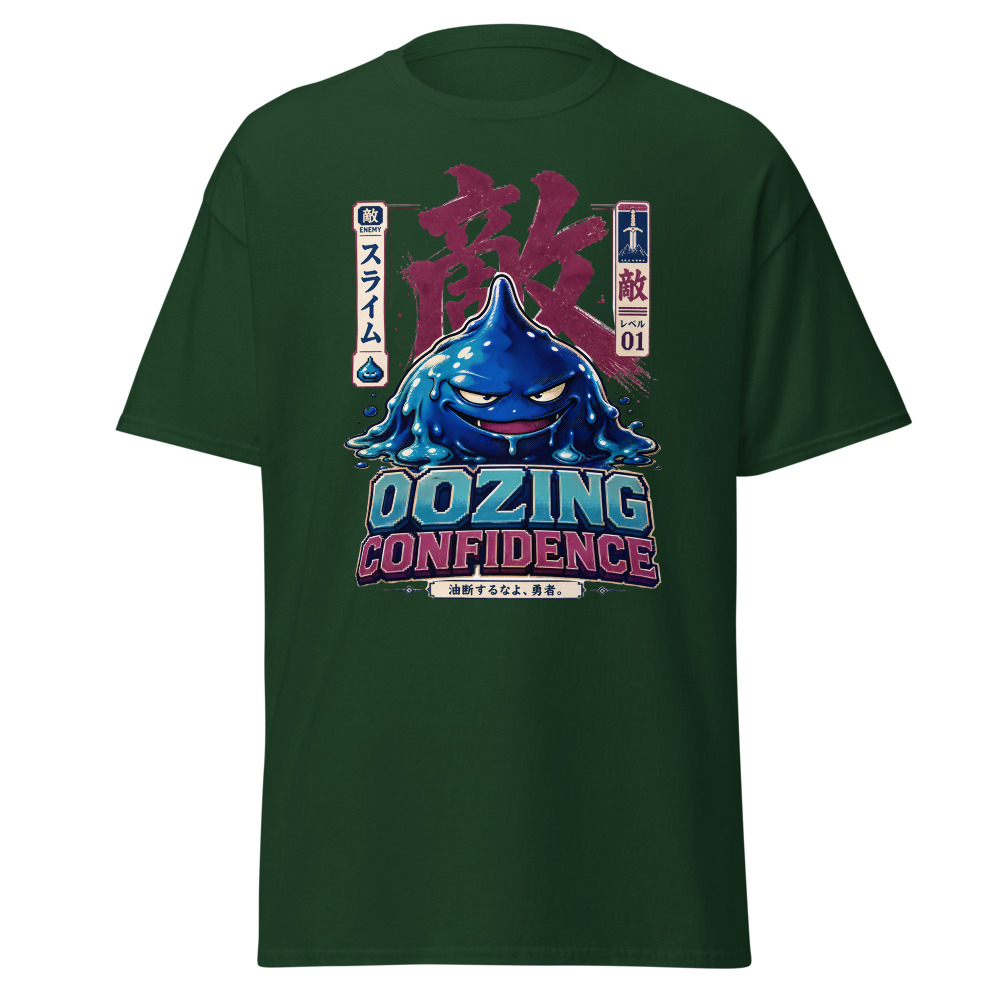 Retro Slime Monster T-Shirt | Oozing Confidence Japanese Kanji Gamer Tee - Image 5