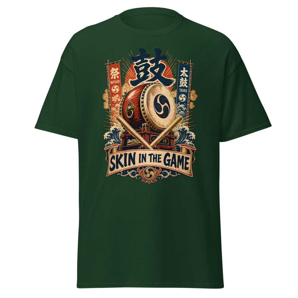 Funny Taiko Drum T-Shirt | Skin in the Game Japanese Kanji Festival Tee - Image 5