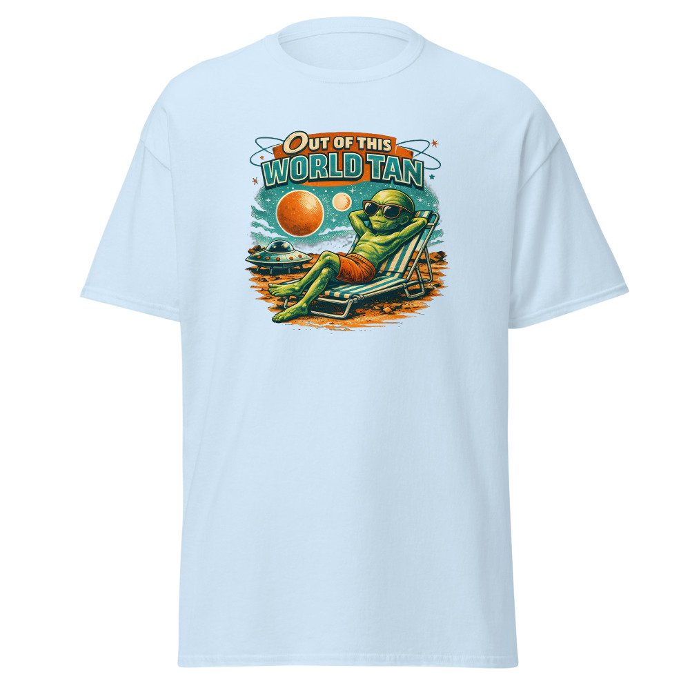 Funny Alien T-Shirt | Out of This World Tan Retro Sci-Fi Summer Tee - Image 6