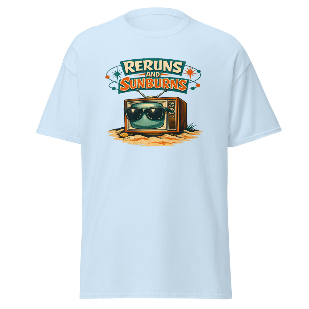 Retro TV T-Shirt | Reruns and Sunburns Funny Vintage Summer Tee - Image 6
