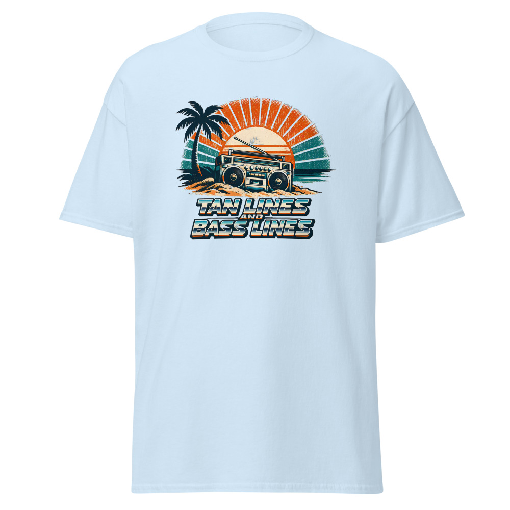 Funny Boombox T-Shirt | Tan Lines and Bass Lines Retro Summer Tee - Image 6