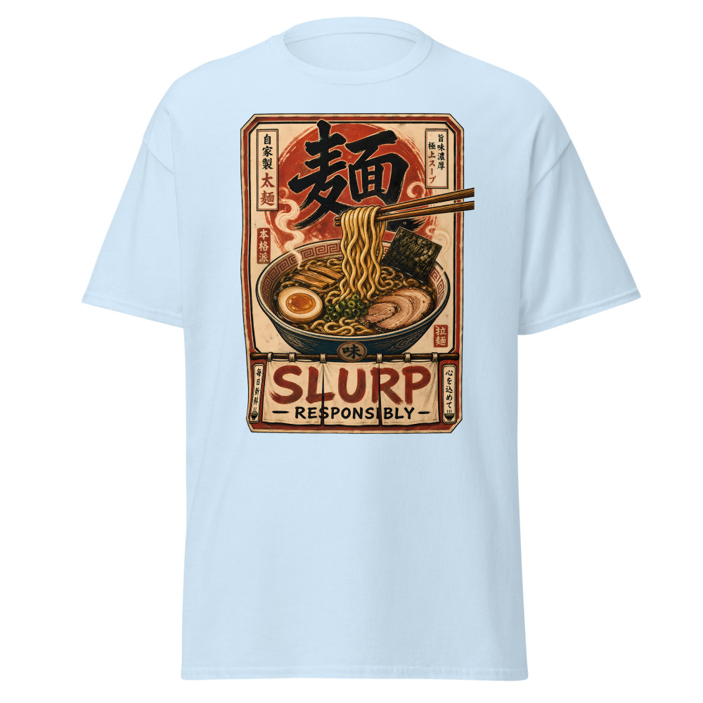 Funny Ramen T-Shirt | Slurp Responsibly Japanese Kanji Noodle Tee - Image 6