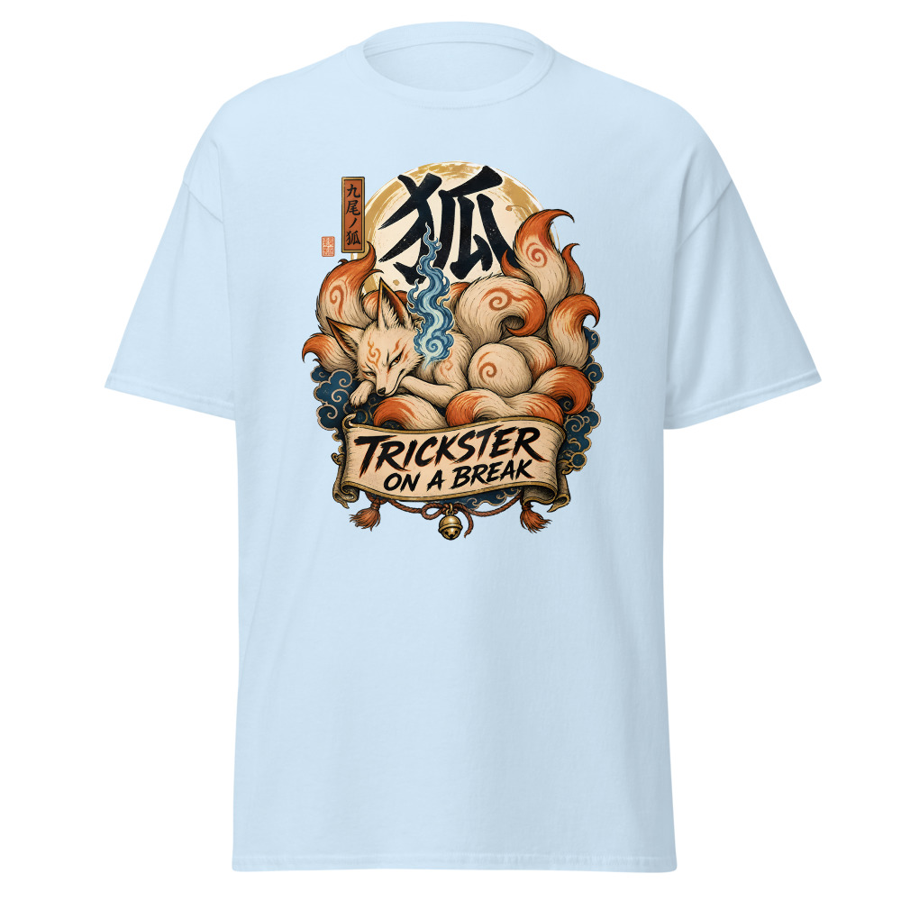 Retro Kitsune Fox T-Shirt | Trickster On a Break Japanese Kanji Tee - Image 6