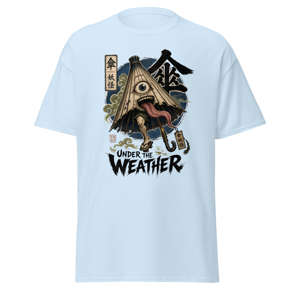 Retro Yokai Umbrella T-Shirt | Under the Weather Ukiyo-e Horror Tee - Image 6