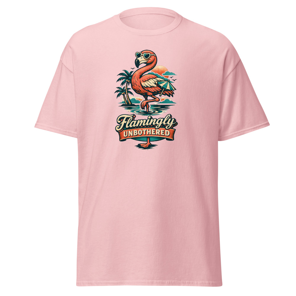 Funny Flamingo T-Shirt | Flamingly Unbothered Retro Summer Tee - Image 7
