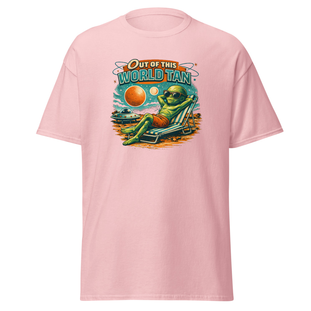 Funny Alien T-Shirt | Out of This World Tan Retro Sci-Fi Summer Tee - Image 7