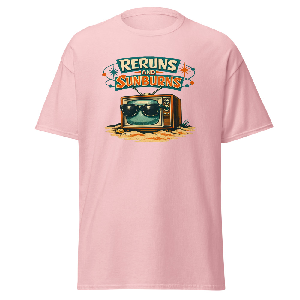 Retro TV T-Shirt | Reruns and Sunburns Funny Vintage Summer Tee - Image 7