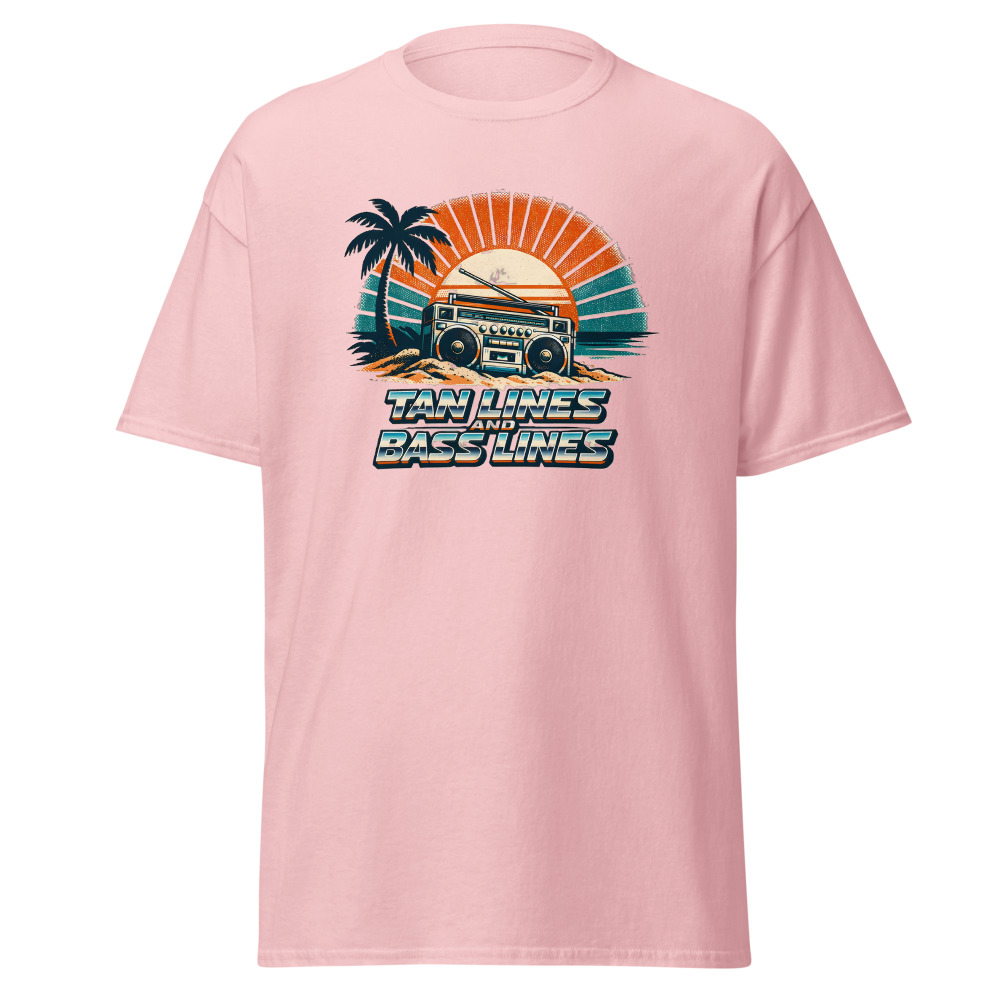 Funny Boombox T-Shirt | Tan Lines and Bass Lines Retro Summer Tee - Image 7