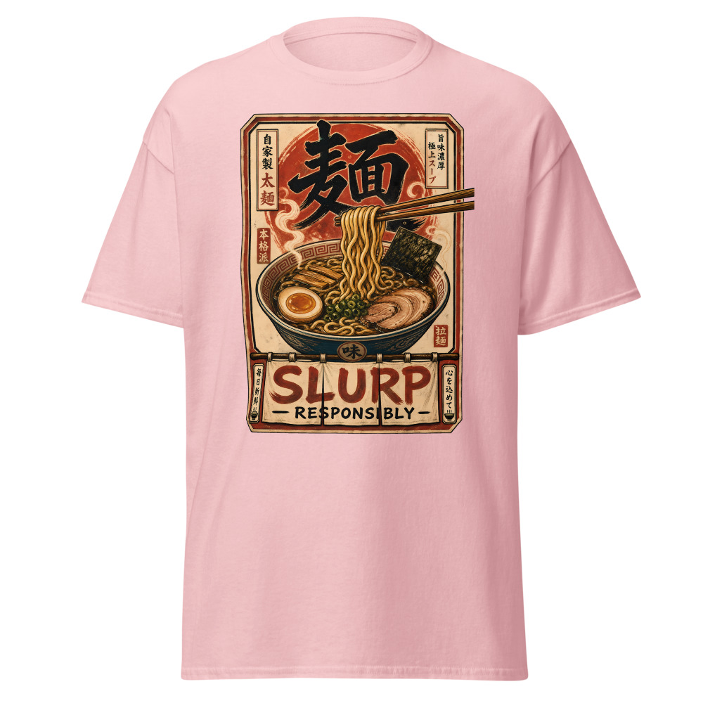 Funny Ramen T-Shirt | Slurp Responsibly Japanese Kanji Noodle Tee - Image 7