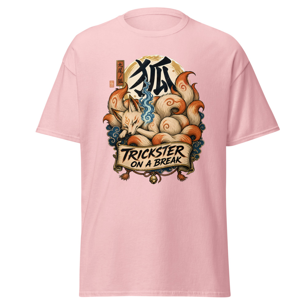 Retro Kitsune Fox T-Shirt | Trickster On a Break Japanese Kanji Tee - Image 7
