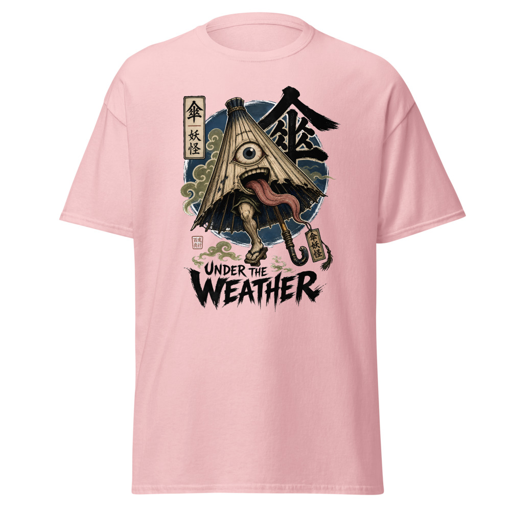 Retro Yokai Umbrella T-Shirt | Under the Weather Ukiyo-e Horror Tee - Image 7