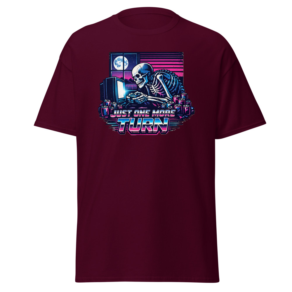 Funny Gamer T-Shirt | Just One More Turn Retro Synthwave Gaming Tee - Image 8