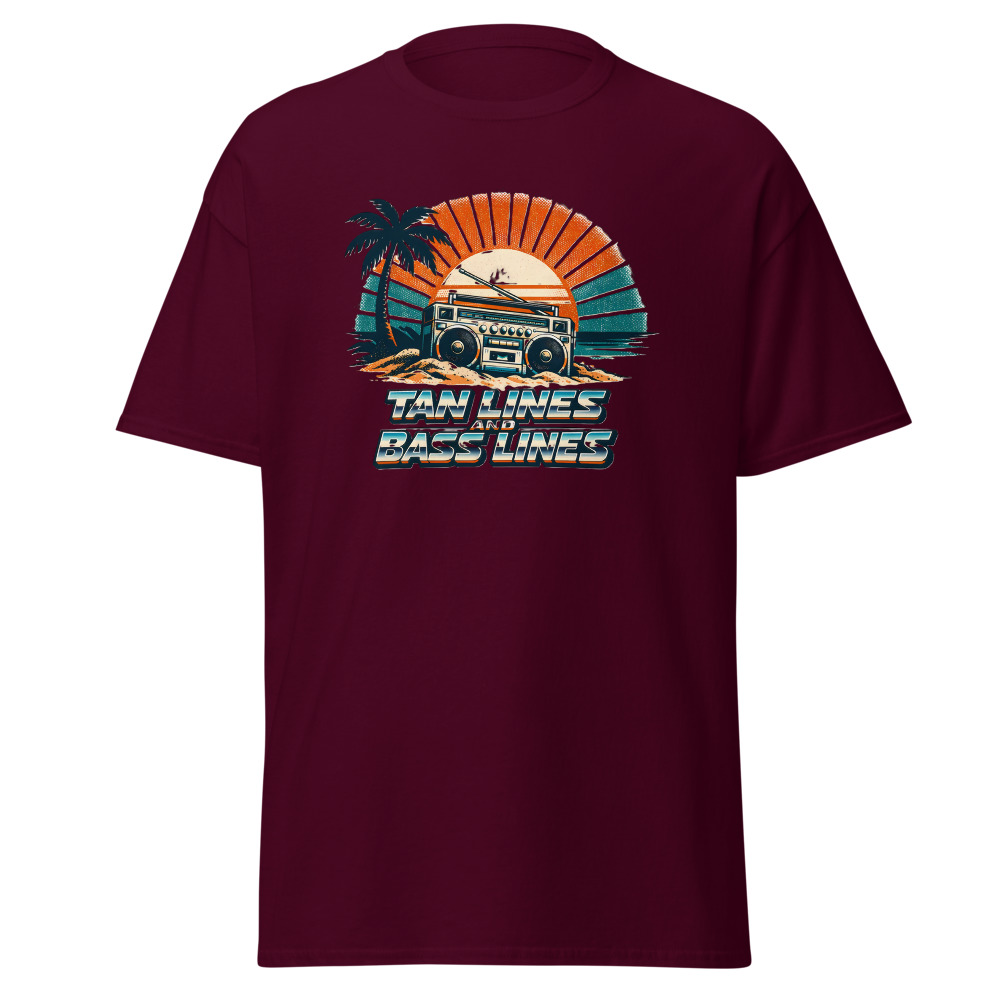 Funny Boombox T-Shirt | Tan Lines and Bass Lines Retro Summer Tee - Image 8